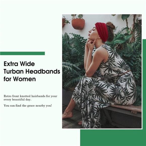 6 pc Wide Headbands for Women 7\'\' Extra Large Turban Headband Boho Hairband Hair main image 4